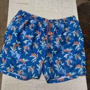 Tommy Bahama Blue Floral Swim Trunks